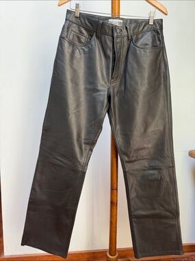 Vintage GAP Genuine Leather Bootcut Black Leather Jeans Size 32